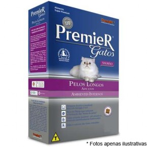 Ração Premier Ambientes Internos Gatos Adultos Pelos Longos Salmão1,5kg