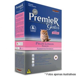 Ração Premier Ambientes Internos Gatos Filhotes Pelos Longos Salmão1,5kg