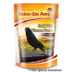 Ração Reino das Aves Passaro Preto Gold Mix 500g